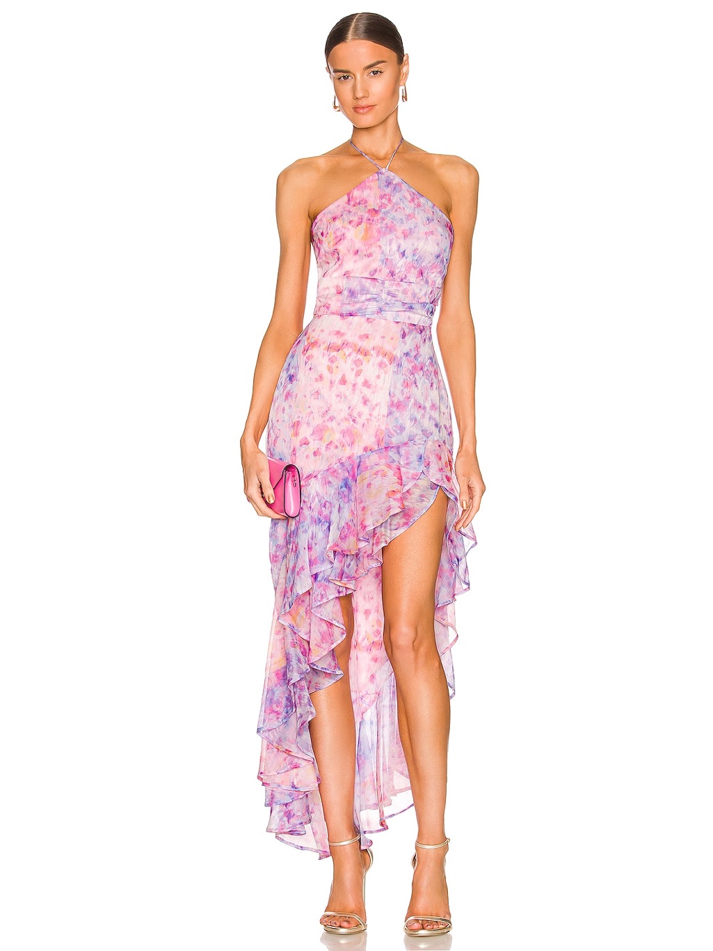 Amanda Uprichard Carlina Cotton Candy Floral High Low Dress S